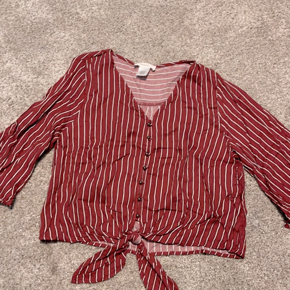 Red Striped blouse with buttons